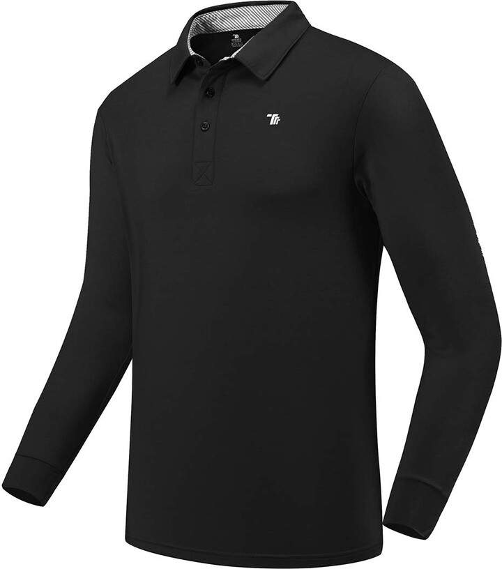 donhobo Mens Thermal Long Sleeve Polo Shirts Classic Polo Neck Jumpers