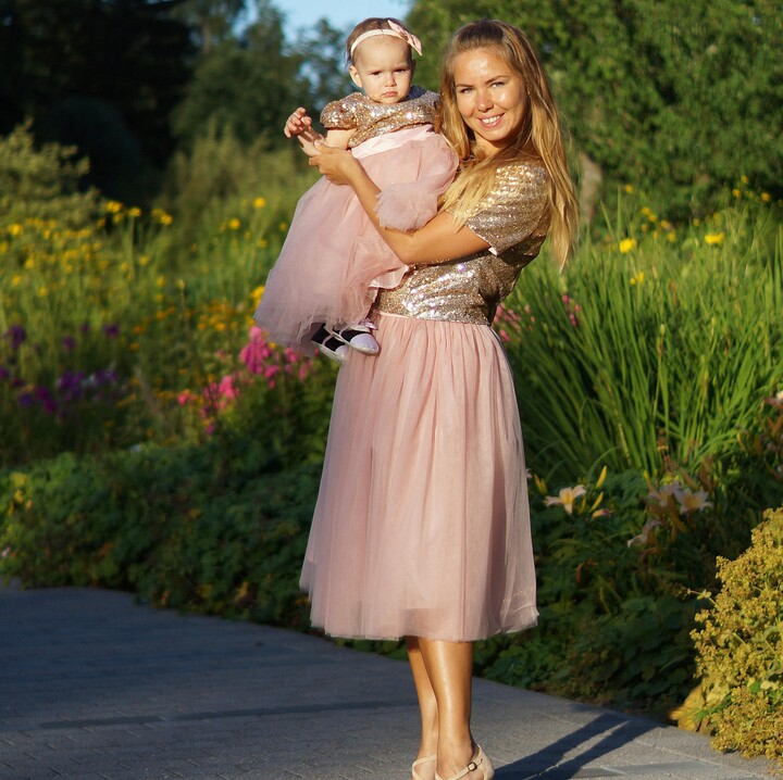 Matching Mother Daughter Dress, Tutu Mommy & Me Mom Baby Outfit, Pink Dresses