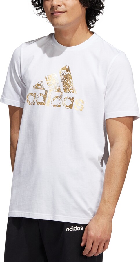 adidas Men's Metallic Liquid Logo Graphic T-Shirt - White / Gold - ShopStyle
