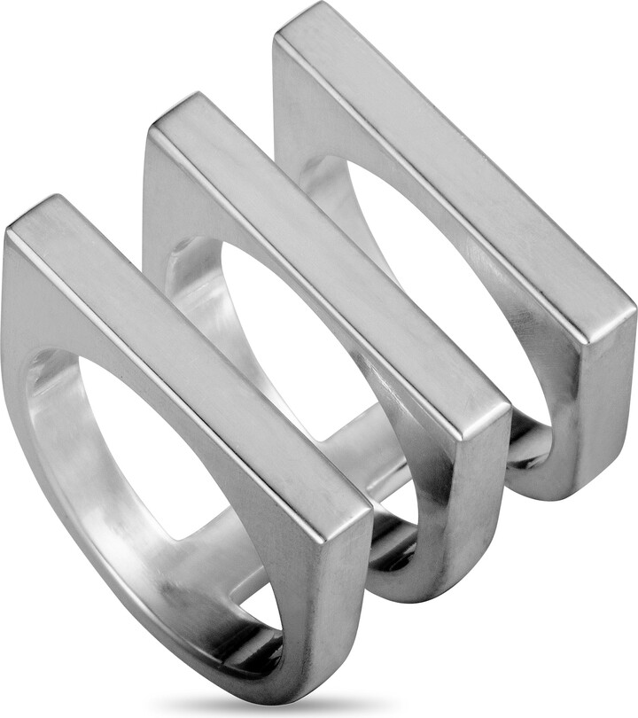 Georg Jensen Aria Silver Flat Three Band Ring