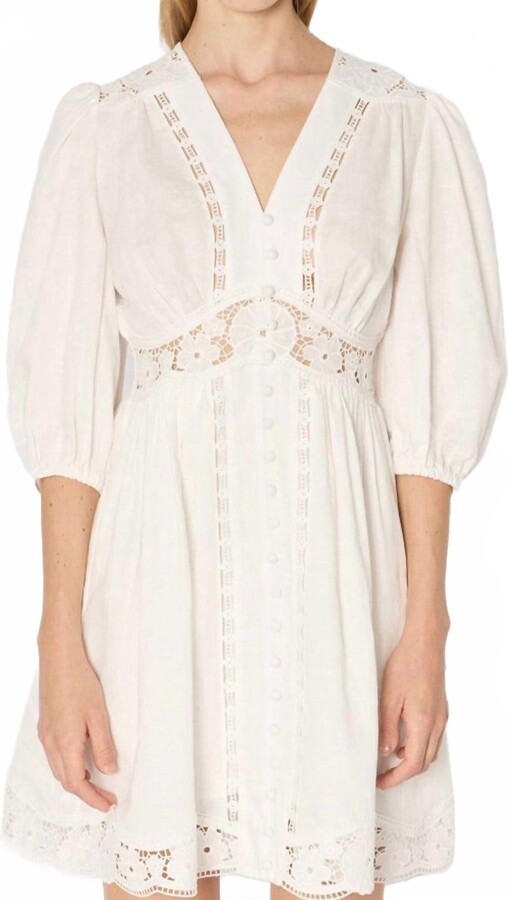 Berenice Roodie Lace Embroidered Mini Dress In White