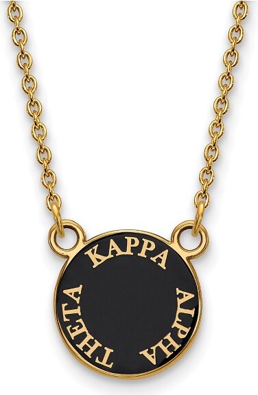 Black Bow Jewelry Co. BlackBowJewelry14kYellowGoldPlatedSterlingSilverKappaAlphaThetaGreekLifeFullEnameledNameSmallDiscNecklace18Inch