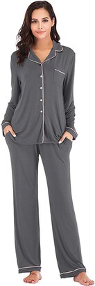 OCCIENTEC Pajama Set for Women Super Soft Long Sleeve Sleepwear Women’s Button Down Nightwear Loungewear PJ Set