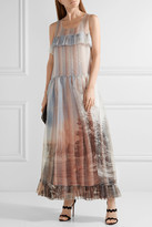 Thumbnail for your product : Fendi Royal Garden Printed Silk-organza Gown - Sky blue
