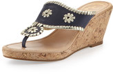 Thumbnail for your product : Jack Rogers Marbella Leather Wedge Sandal, Navy/Platinum