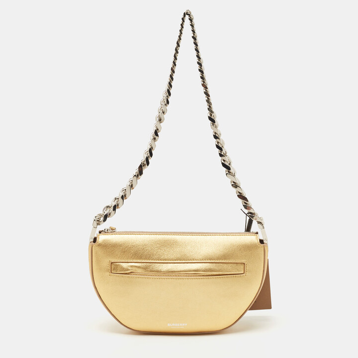 Burberry Gold Leather Mini Olympia Zip Chain Bag - ShopStyle