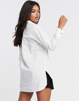Pieces longline shirt in white