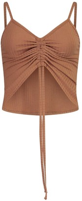 boohoo Soft Rib Ruched Front Camisole