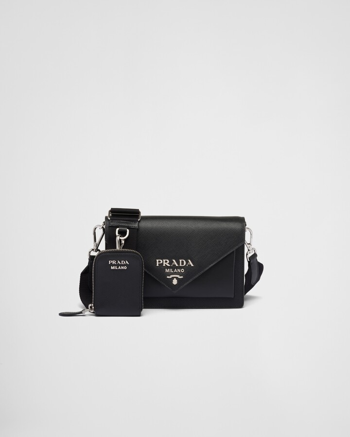 Prada Black Saffiano leather mini pouch - ShopStyle Shoulder Bags