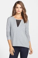 Thumbnail for your product : Vince Camuto Mesh Insert High/Low Tee