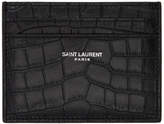 Thumbnail for your product : Saint Laurent Black Croc Card Holder