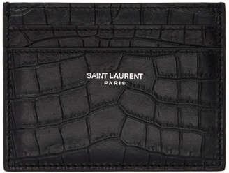 Saint Laurent Black Croc Card Holder