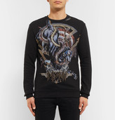 Thumbnail for your product : Balmain Printed Embroidered Fleece-Back Cotton-Jersey Sweatshirt