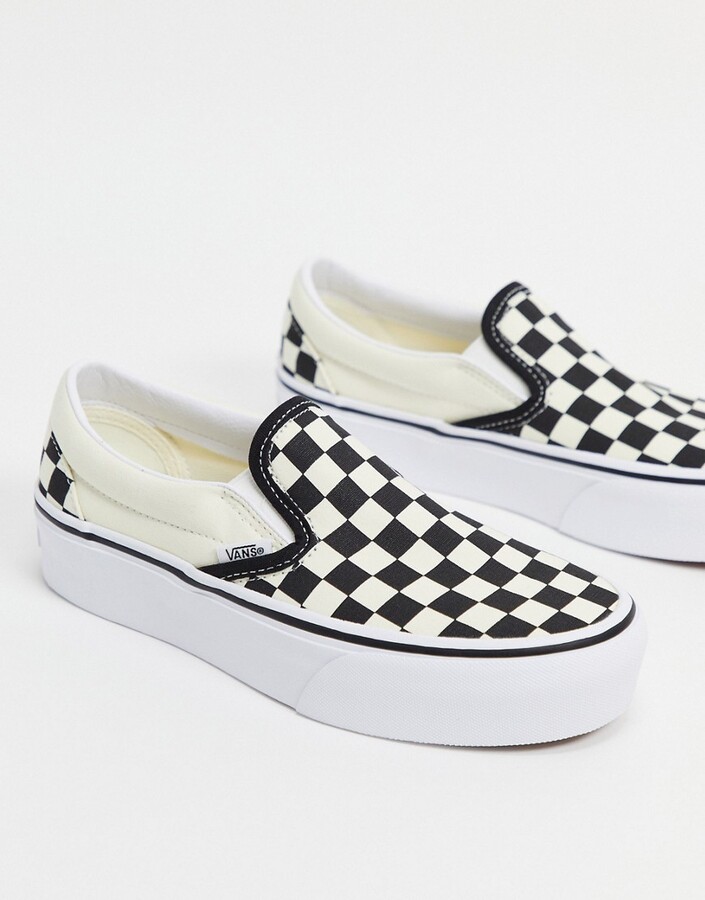 platform checkered slip on vans