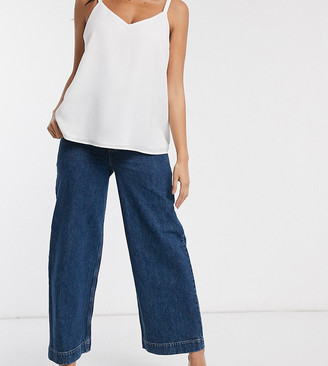 ASOS Maternity DESIGN Maternity high rise 'easy' wide leg jeans in mid wash blue with over the bump waistband