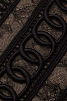 Thumbnail for your product : Elie Saab Cape-back Cotton-blend Lace And Georgette Turtleneck Blouse - Black