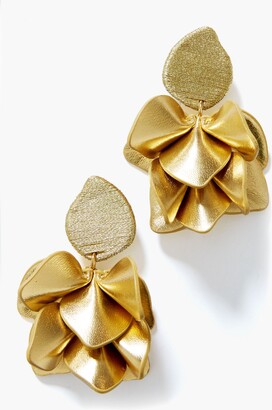 Tuckernuck Jewelry Gold Silk and Leather Orchid Earrings