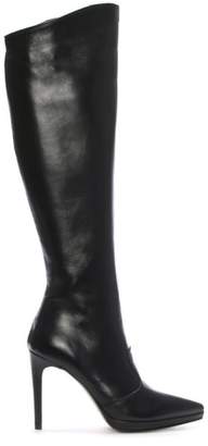 Daniel Adoma Black Leather Platform Knee Boots