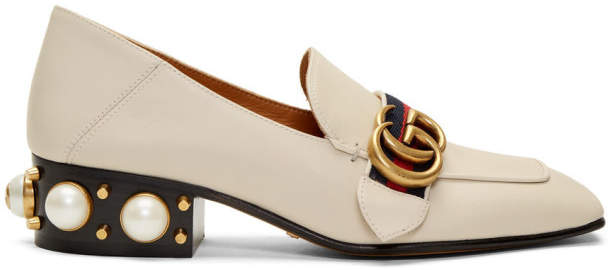 white heeled loafers