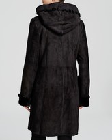 Thumbnail for your product : Maximilian Hooded Shearling Lamb Coat with Scalloped Trim