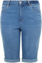 Thumbnail for your product : New Look Curves Bright 'Lift & Shape' Denim Knee Shorts