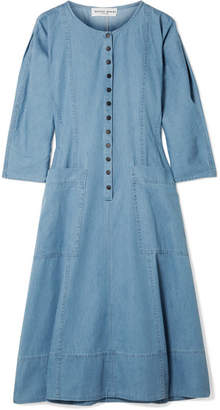 Apiece Apart Fernwood Cotton-chambray Midi Dress - Blue