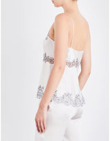 Thumbnail for your product : Carine Gilson Chantilly lace-trim silk-satin camisole