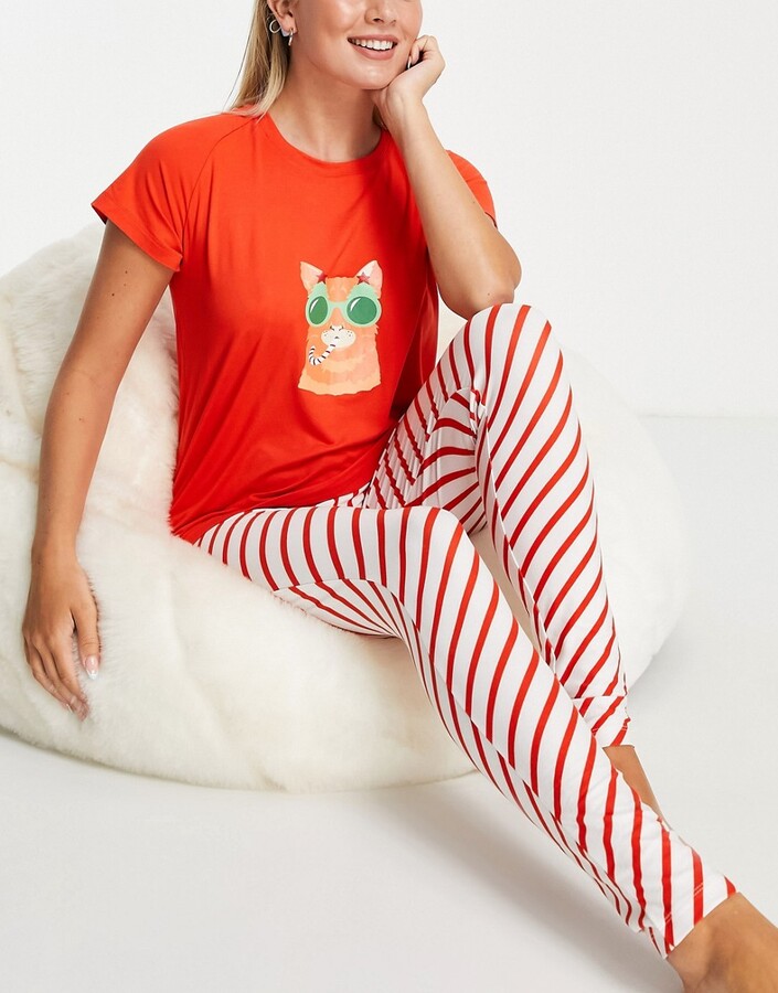 Monki Christmas Cat Pajama Top