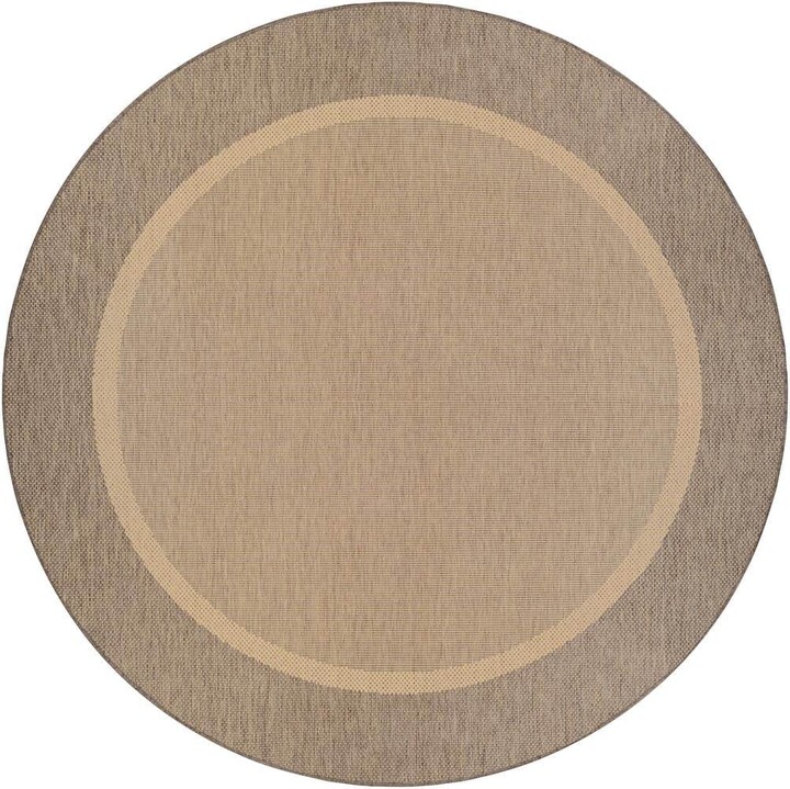 Couristan Recife Stria Texture Tan-Brown 8 ft. x 8 ft. Flatwoven Solid Round Indoor/Outdoor Area Rug