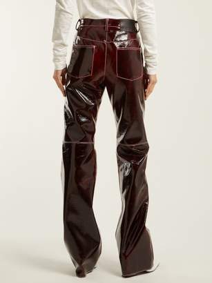MSGM Relaxed Crinkle Effect Vinyl Trousers - Womens - Burgundy
