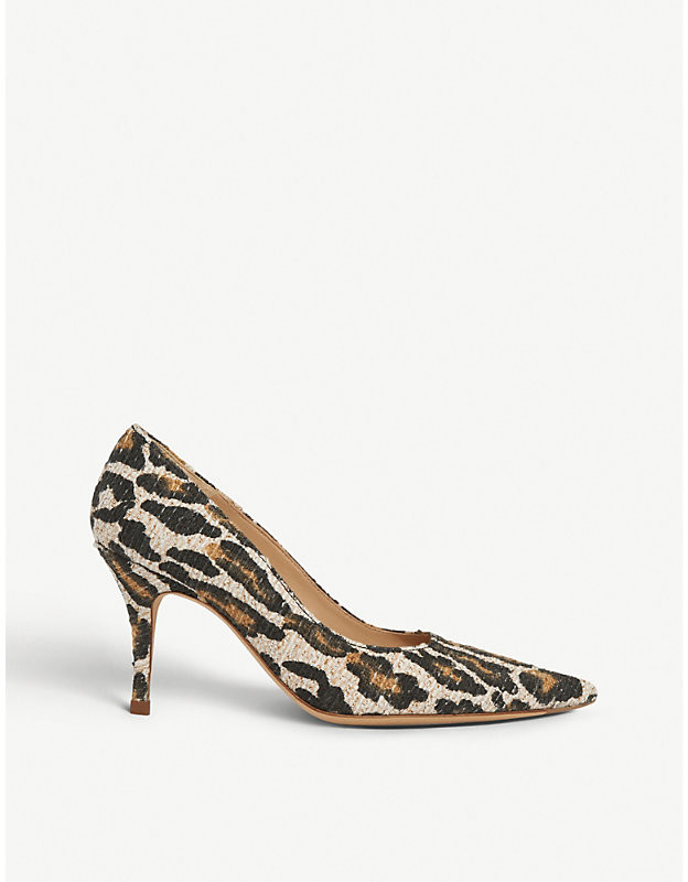 leopard cuff detail court shoes