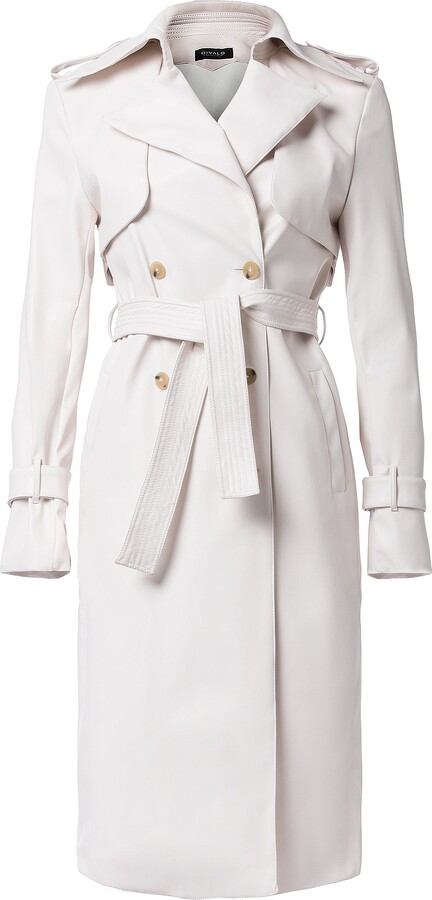 White Leather Trench Coat | ShopStyle