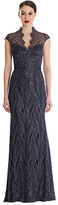 Thumbnail for your product : Theia Sun Capital Metallic Lace Cap Sleeve Gown