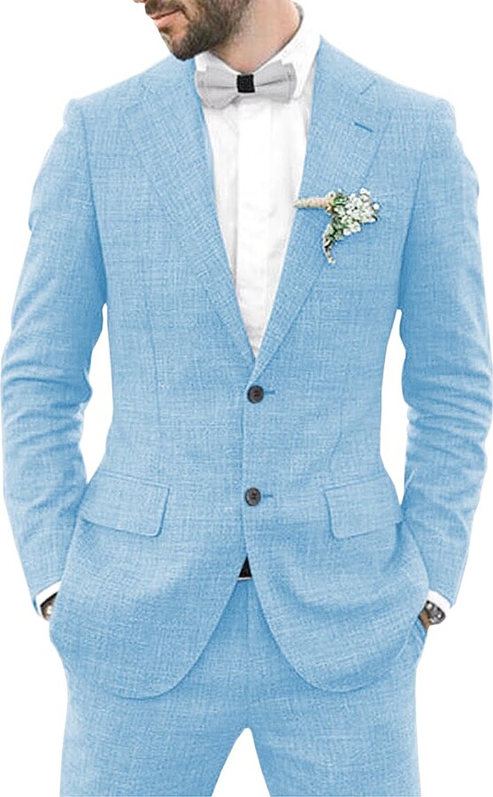 Tiavllya Causal Linen Suit for Men Piece Vintage Wedding Suits