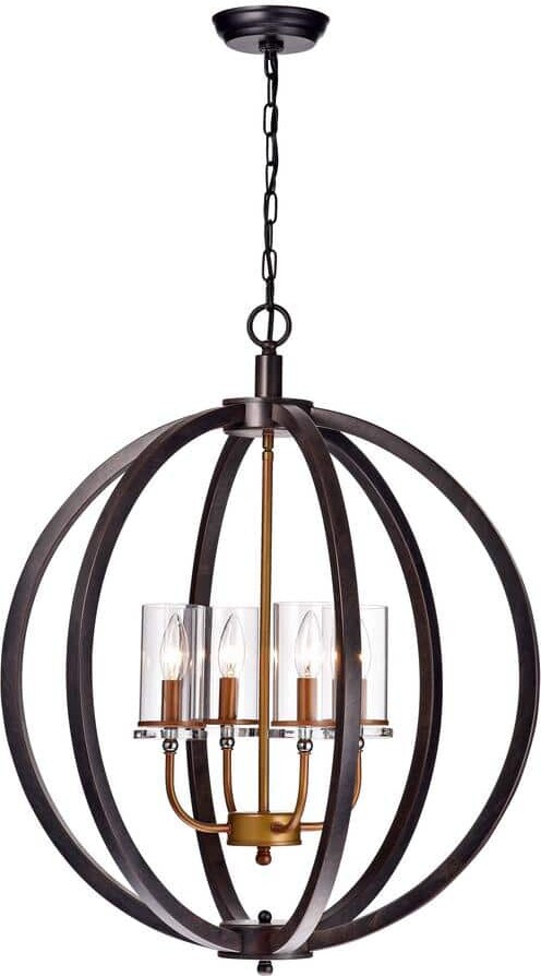Greenville Signature Seiuro 4-Light Light Black Globe Chandelier for Kitchen, Dining/Living Room, Bedroom, Foyer with No Bulbs Included