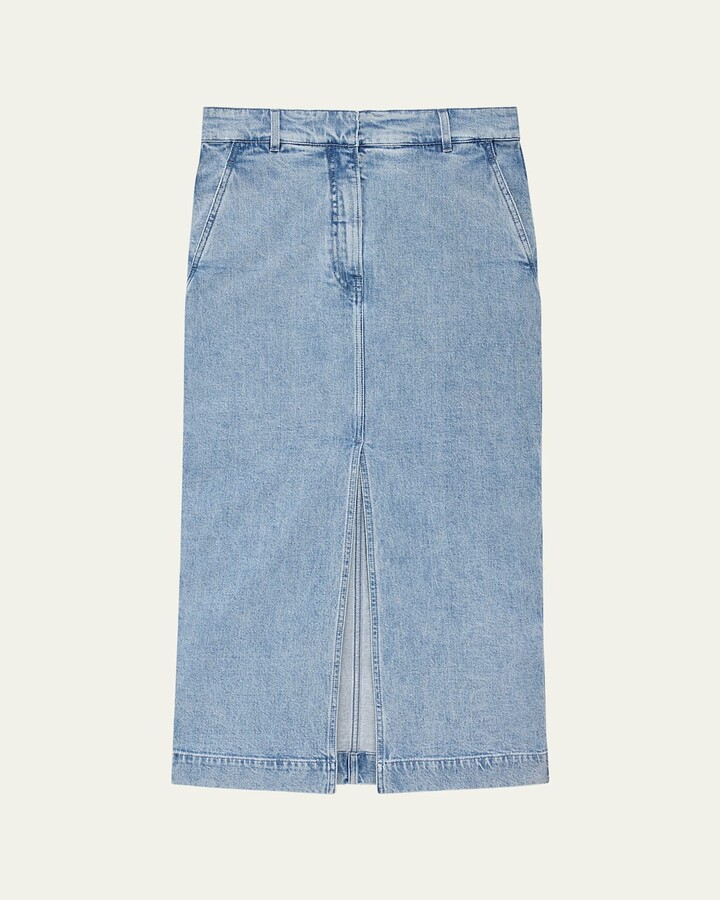 ANOTHER TOMORROW Denim Pencil Skirt