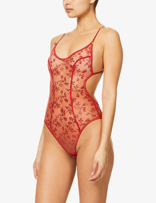 Agent Provocateur Zadi floral-embroidered mesh body