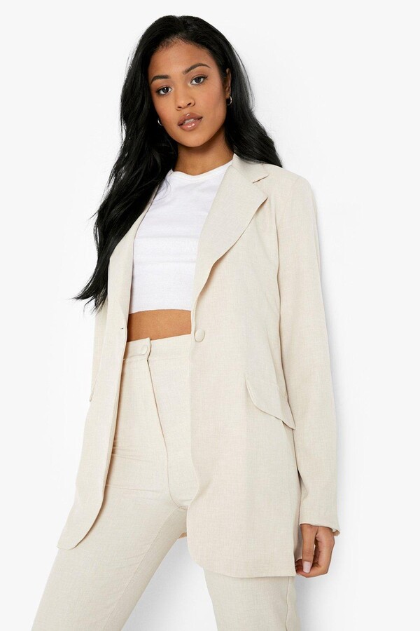 beige linen jacket womens