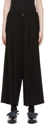Y's Ys Black O-Front Tuck Wide Trousers