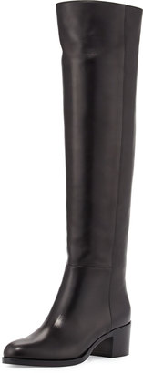 Gianvito Rossi VIP Leather Over-The-Knee Boot, Black
