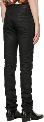 Saint Laurent Black Coated Slim-Fit Jeans