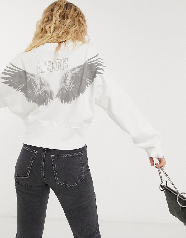 AllSaints wingan enrico sweatshirt in white