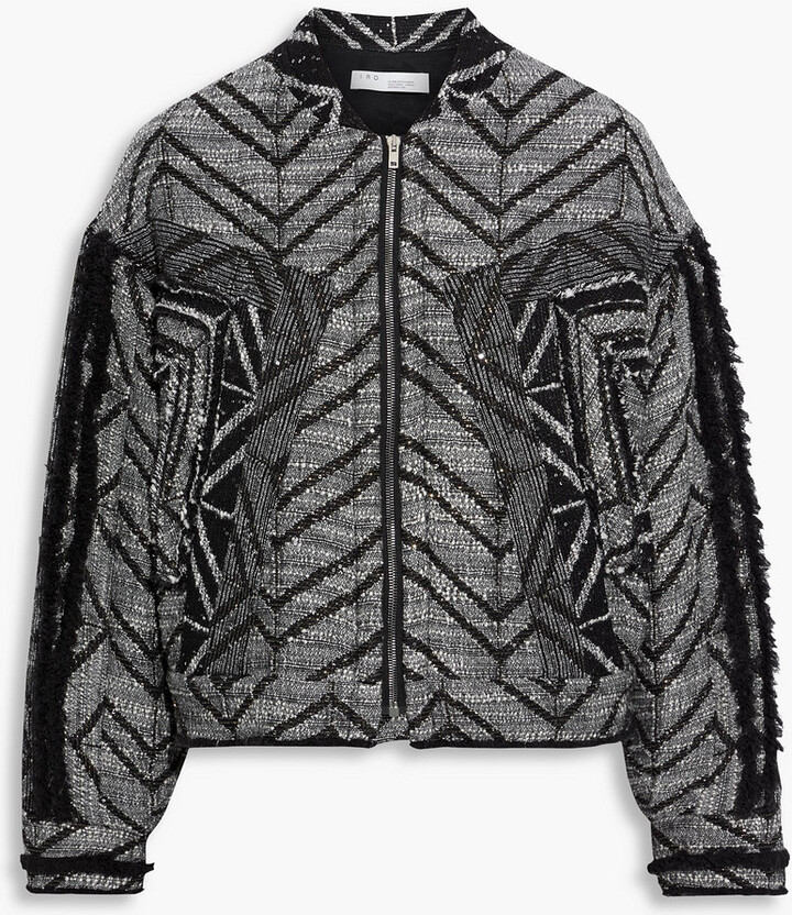 IRO Blinder Sequin-embellished Metallic Bouclé-tweed Bomber Jacket -  ShopStyle