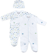 Thumbnail for your product : Margery Ellen Paper-Boat-Print Footie w/ Hat & Embroidered Footie Gift Set, 0-9 Months
