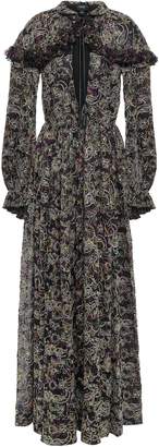 Giambattista Valli Cape-effect Embellished Printed Silk-voile Maxi Dress