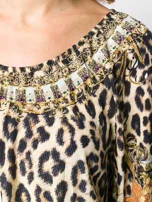 Camilla Embellished Leopard Print Frill Dress