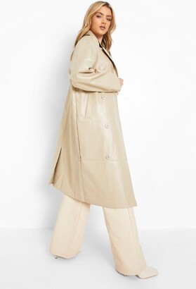boohoo Faux Leather Trench Coat
