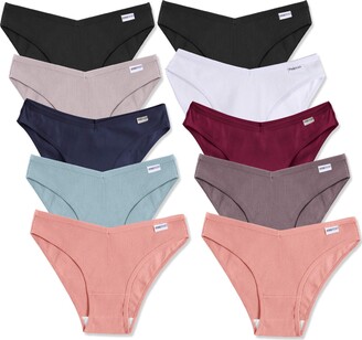 FINETOO FINE TOO 6/10Pack Womens Cotton Underwear Ladies Knickers Soft  Stretch Panties High Leg Panties Low Rise Hipster Cheeky S-XL - ShopStyle