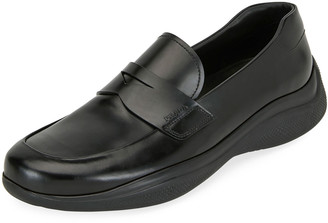 Men's Prada Black Penny Loafers | Shop the world's largest collection of  fashion | ShopStyle