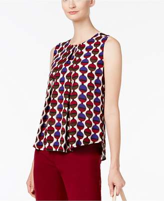 Nine West Printed Pleated-Front Shell